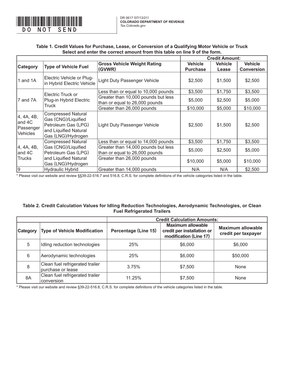 Form DR0617 Innovative Motor Vehicle and Truck Credits - Colorado, Page 3