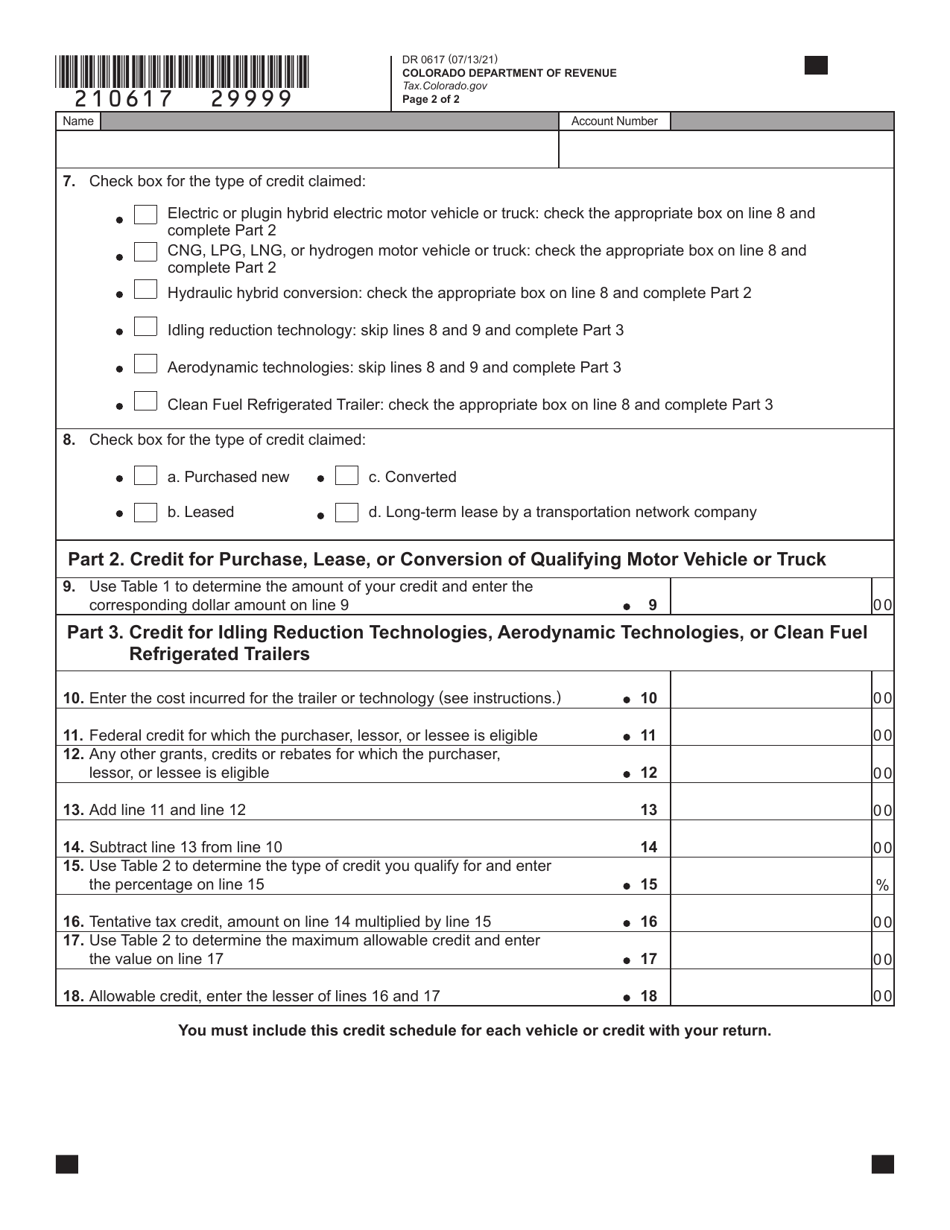 Form DR0617 Innovative Motor Vehicle and Truck Credits - Colorado, Page 6