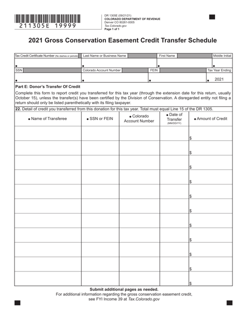 Form DR1305E 2021 Printable Pdf