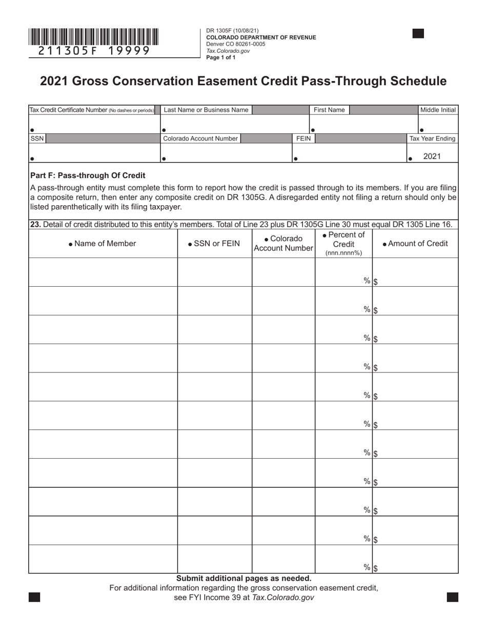 Form DR1305F Download Fillable PDF or Fill Online Gross Conservation
