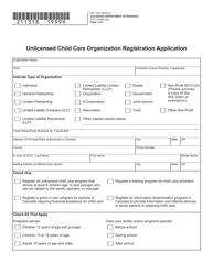 Document preview: Form DR1318 Unlicensed Child Care Organization Registration Application - Colorado