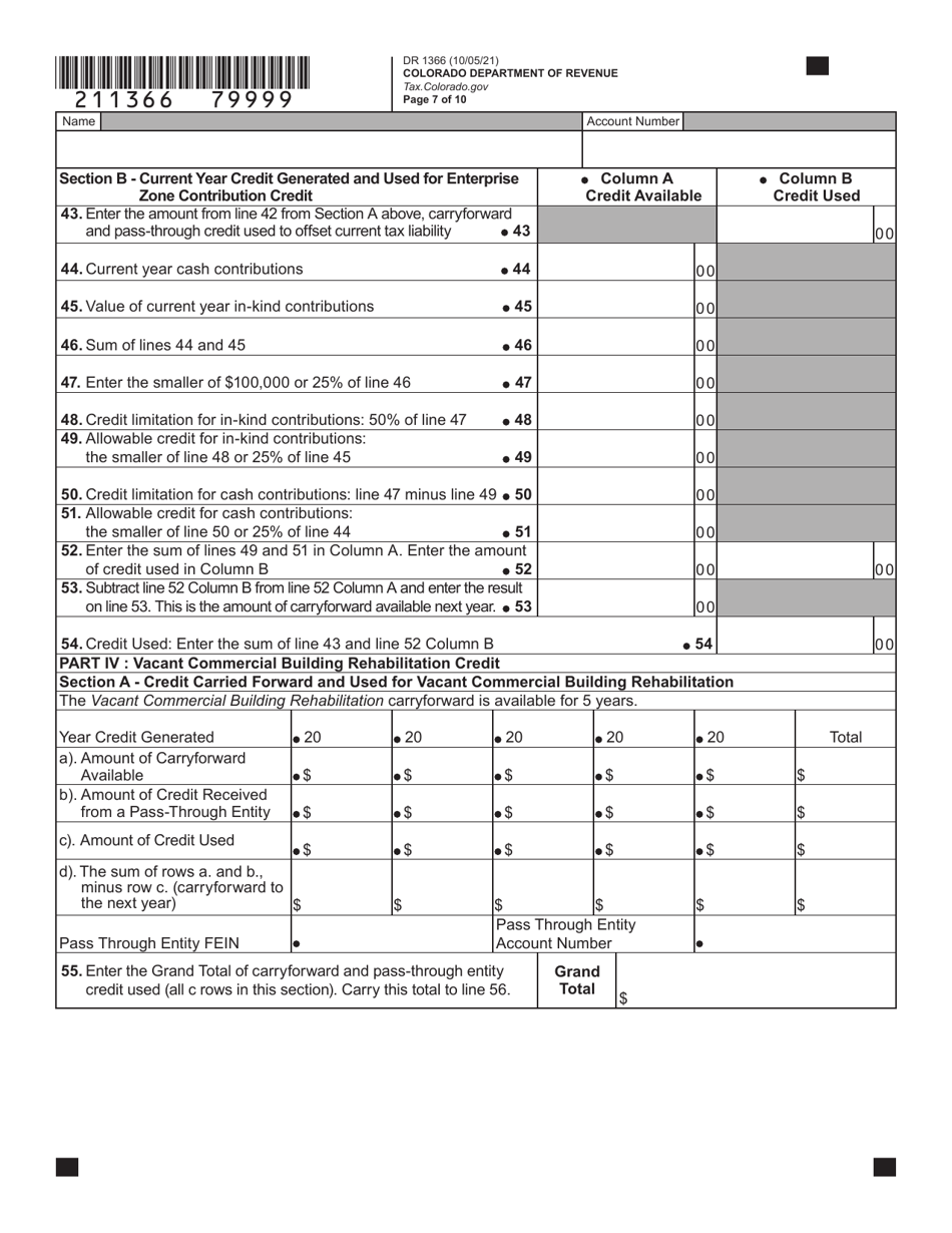 Form DR1366 Enterprise Zone Credit and Carryforward Schedule - Colorado, Page 8