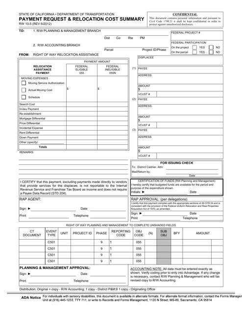 Form RW10-5  Printable Pdf