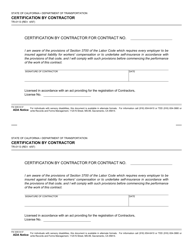 Document preview: Form TR-0113 Certification by Contractor - California