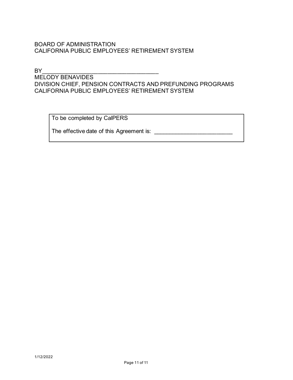 Agreement and Election to Prefund Employer Contributions to a Defined Benefit Pension Plan - California Employers Pension Prefunding Trust Program - California, Page 11
