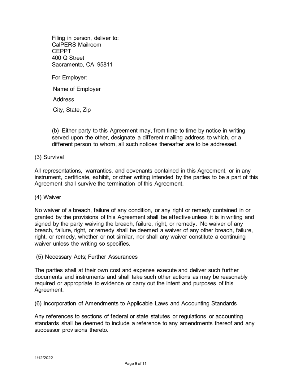 Agreement and Election to Prefund Employer Contributions to a Defined Benefit Pension Plan - California Employers Pension Prefunding Trust Program - California, Page 9