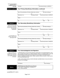 Form my|CalPERS0777 Beneficiary Designation for Survivor&#039;s Prorated Allowance - California, Page 2