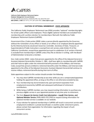 Document preview: Form myCalPERS0842 Election of Optional Membership - Legislative Employee - California