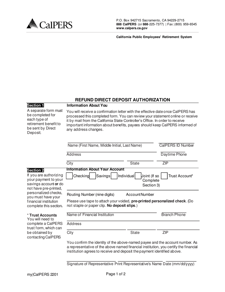 Form myCalPERS2201 Mandatory Refund Election Form With Required Minimum Distribution - California, Page 5