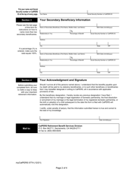 Form my|CalPERS0774 Pre-retirement Nonmember Lump-Sum Beneficiary Designation - California, Page 2