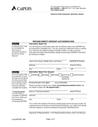 Document preview: Form my|CalPERS1362 Refund Direct Deposit Authorization - California