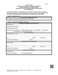 Form DBPR AR5 Application to Qualify Architectural Business Organization - Florida, Page 4