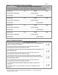 Form DBPR AR5 Application to Qualify Architectural Business Organization - Florida, Page 6