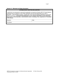 Form DBPR AR5 Application to Qualify Architectural Business Organization - Florida, Page 7