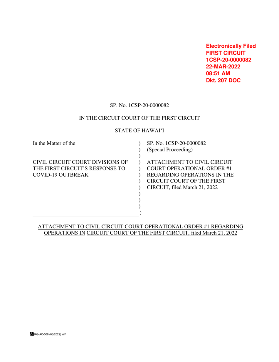 Form RG-AC-508 Notice of Remote Hearing - Hawaii, Page 1