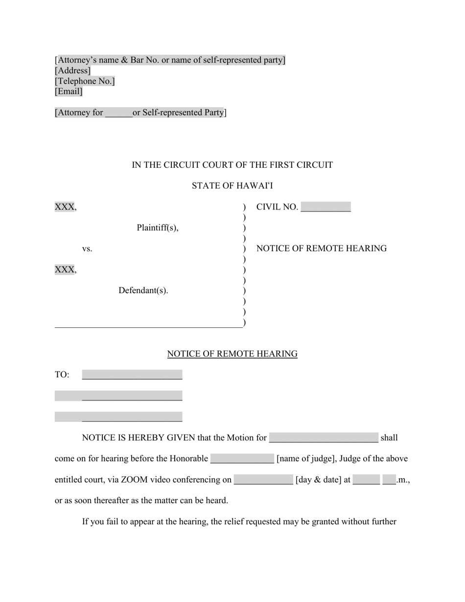 Form RG-AC-508 Notice of Remote Hearing - Hawaii, Page 2