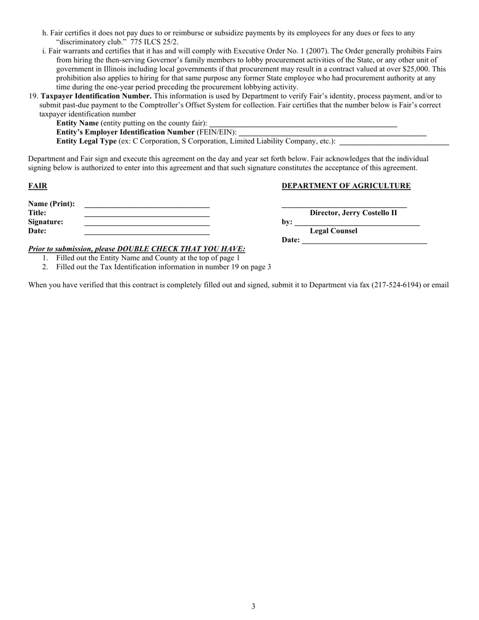 Fair and Exposition Fund Reimbursement Agreement - Illinois, Page 3