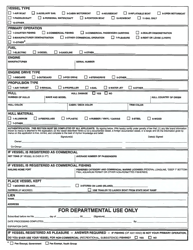 Application for Vessel Certificate of Title and/or Certificate of Number - Hawaii, Page 2