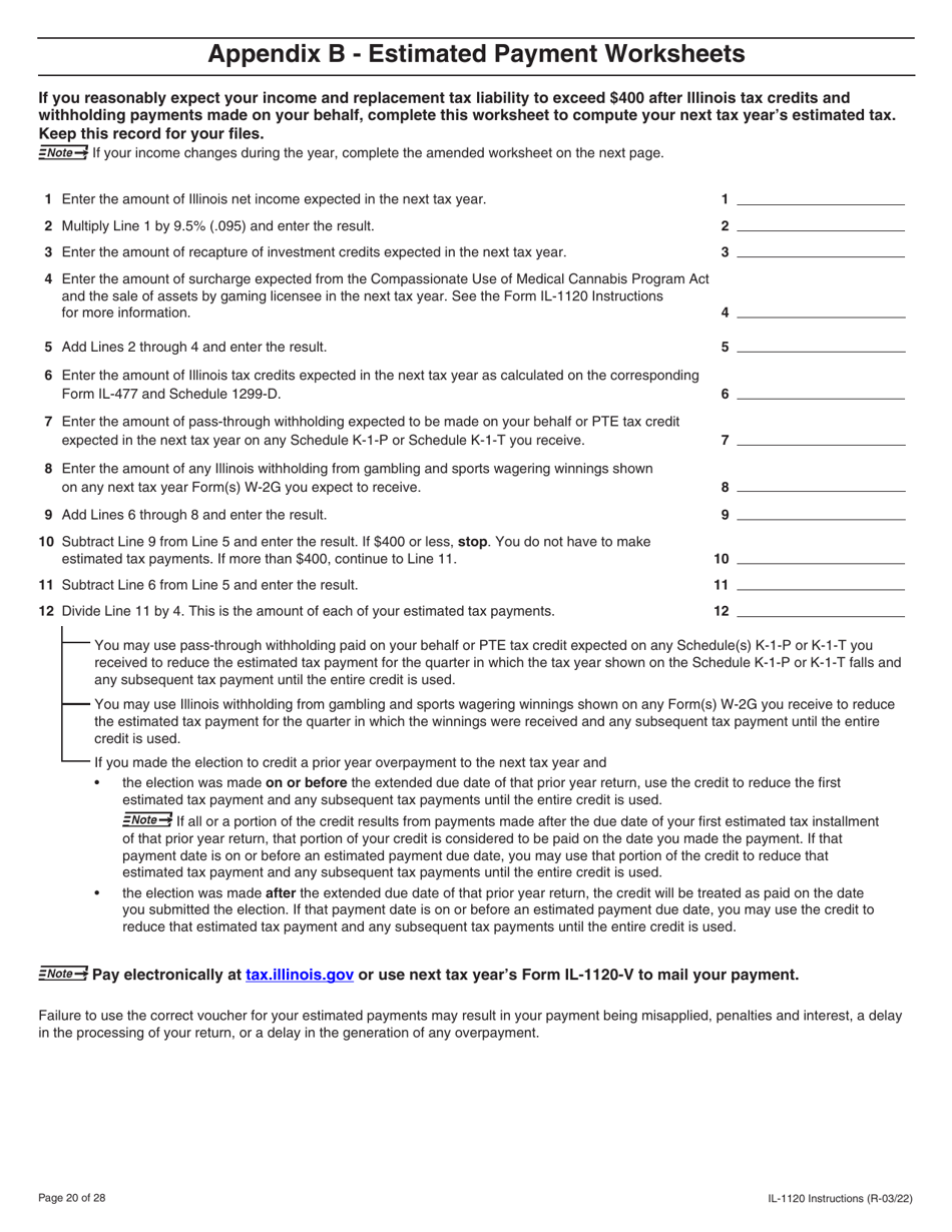 Instructions for Form IL-1120 Corporation Income and Replacement Tax Return - Illinois, Page 20
