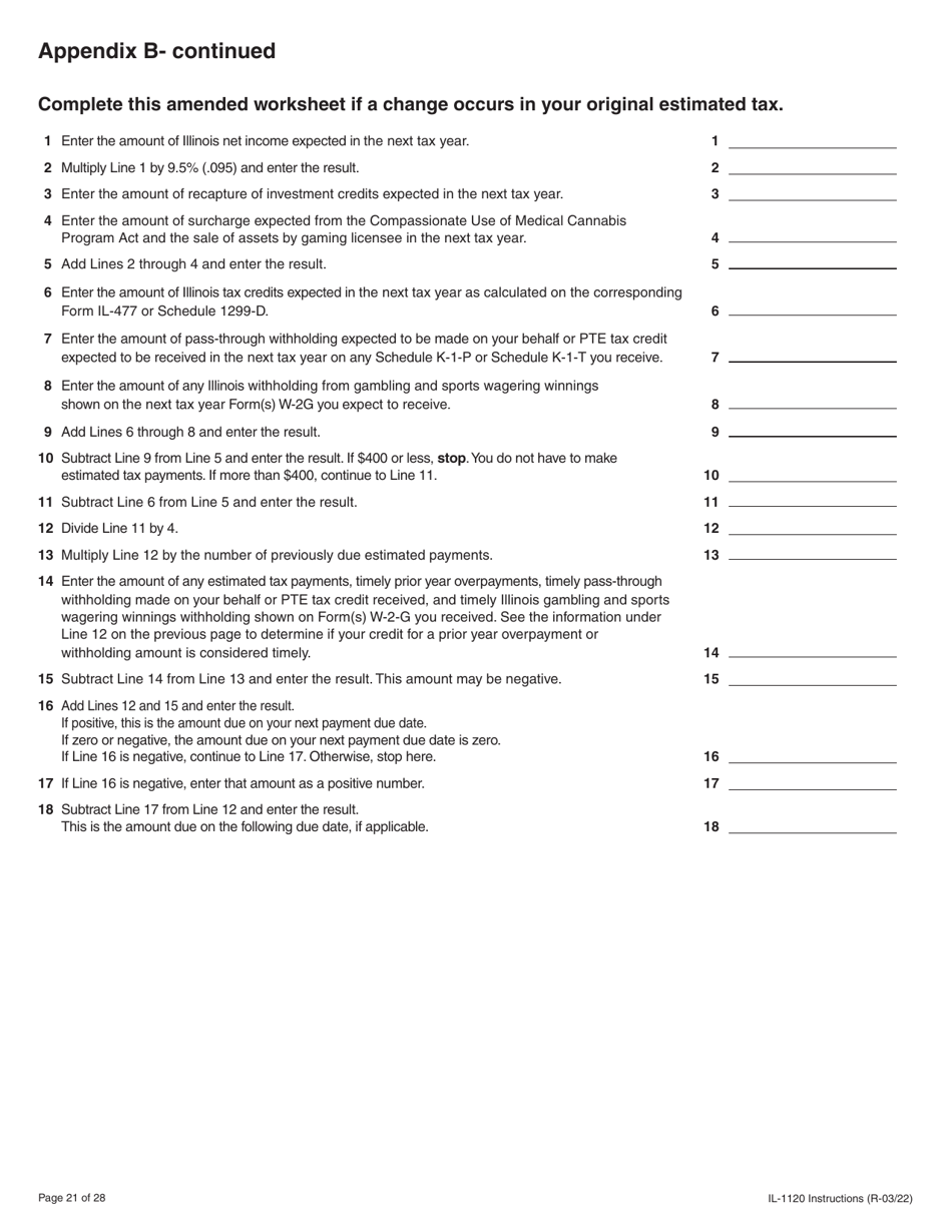 Instructions for Form IL-1120 Corporation Income and Replacement Tax Return - Illinois, Page 21