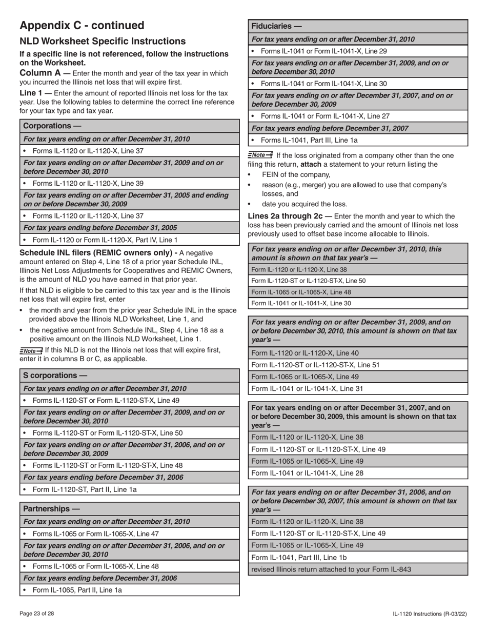 Instructions for Form IL-1120 Corporation Income and Replacement Tax Return - Illinois, Page 23