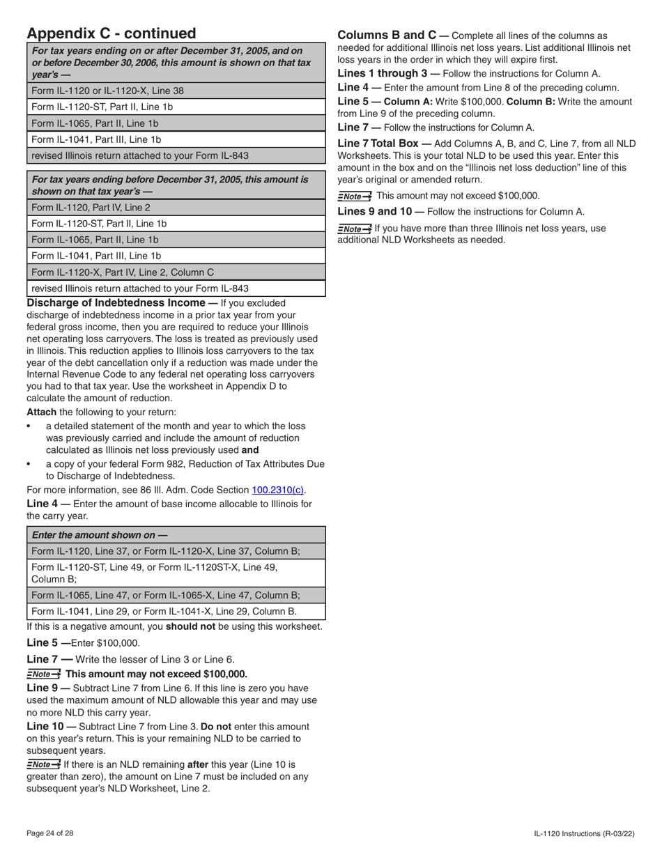 Instructions for Form IL-1120 Corporation Income and Replacement Tax Return - Illinois, Page 24
