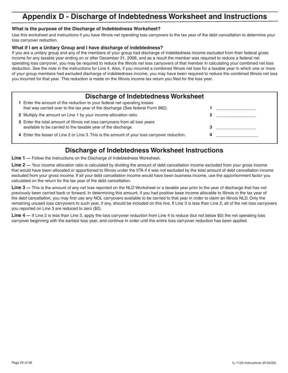 Instructions for Form IL-1120 Corporation Income and Replacement Tax Return - Illinois, Page 25