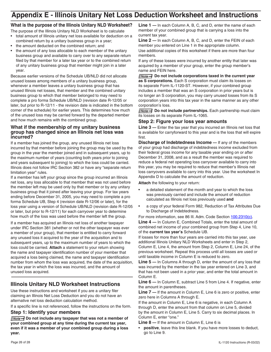 Instructions for Form IL-1120 Corporation Income and Replacement Tax Return - Illinois, Page 26