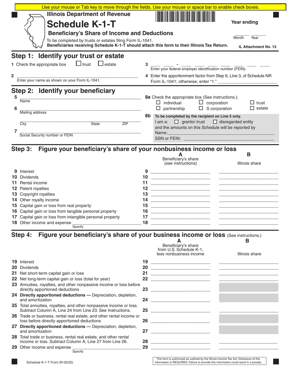 Schedule K1T Download Fillable PDF or Fill Online Beneficiary
