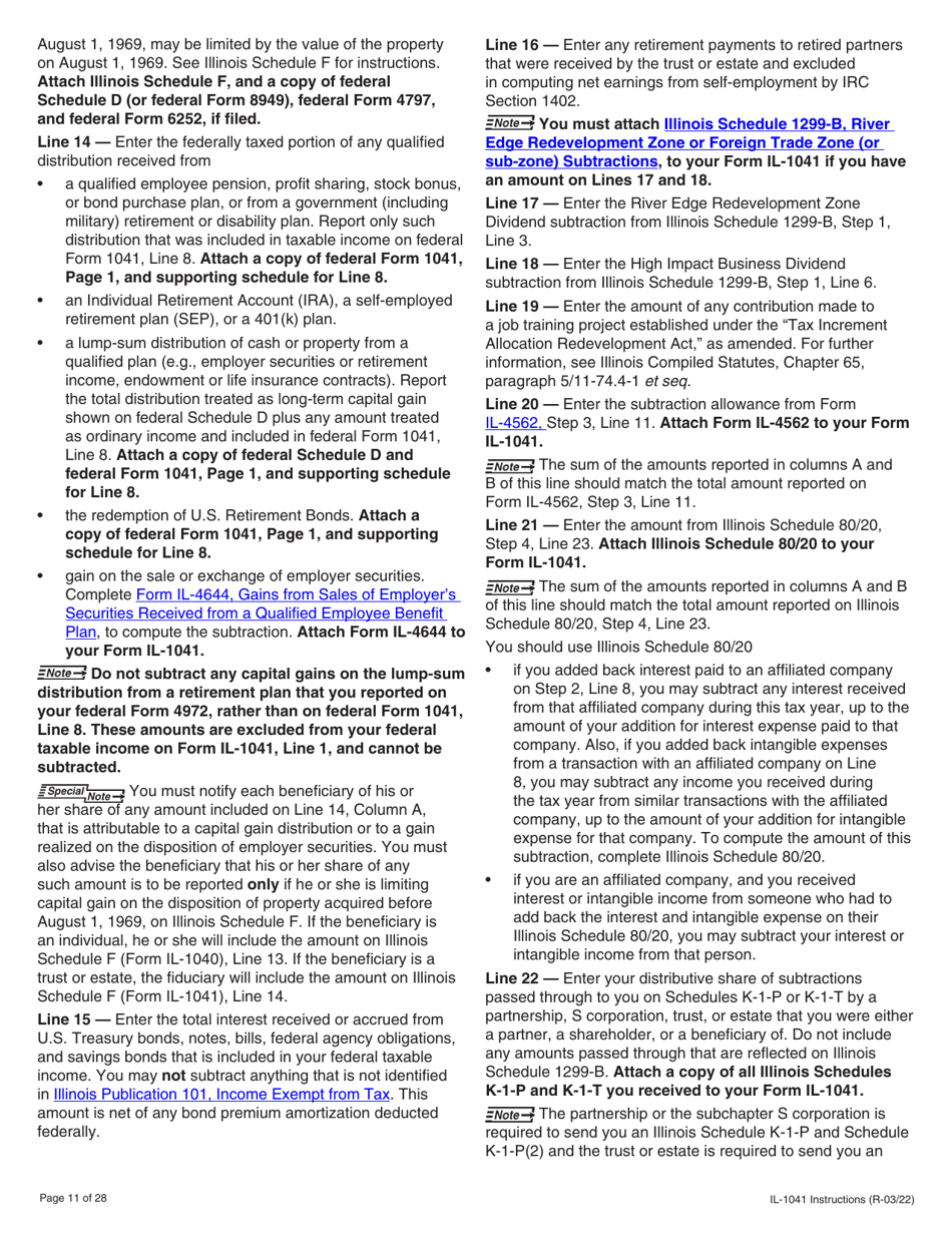 Instructions for Form IL-1041 Fiduciary Income and Replacement Tax Return - Illinois, Page 11