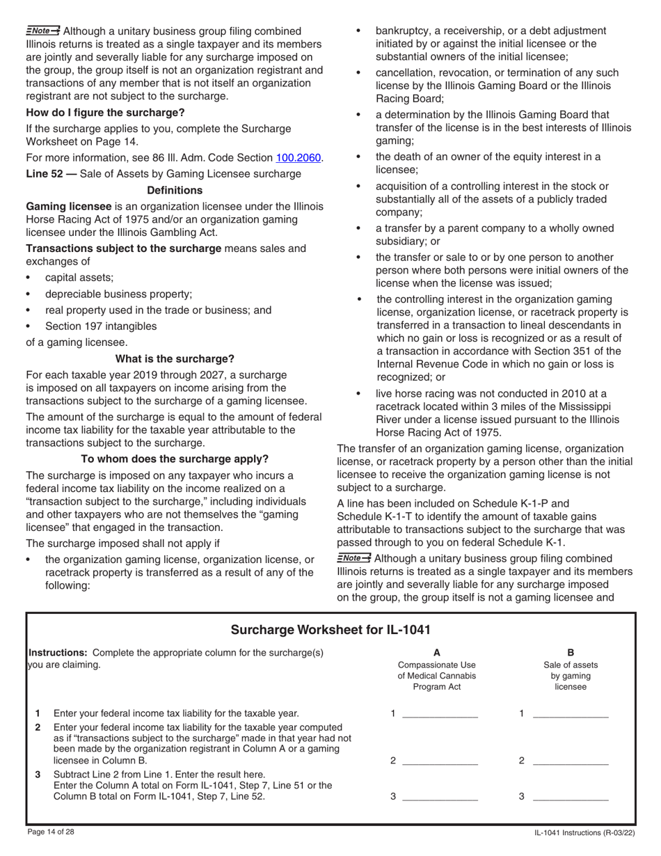 Instructions for Form IL-1041 Fiduciary Income and Replacement Tax Return - Illinois, Page 14