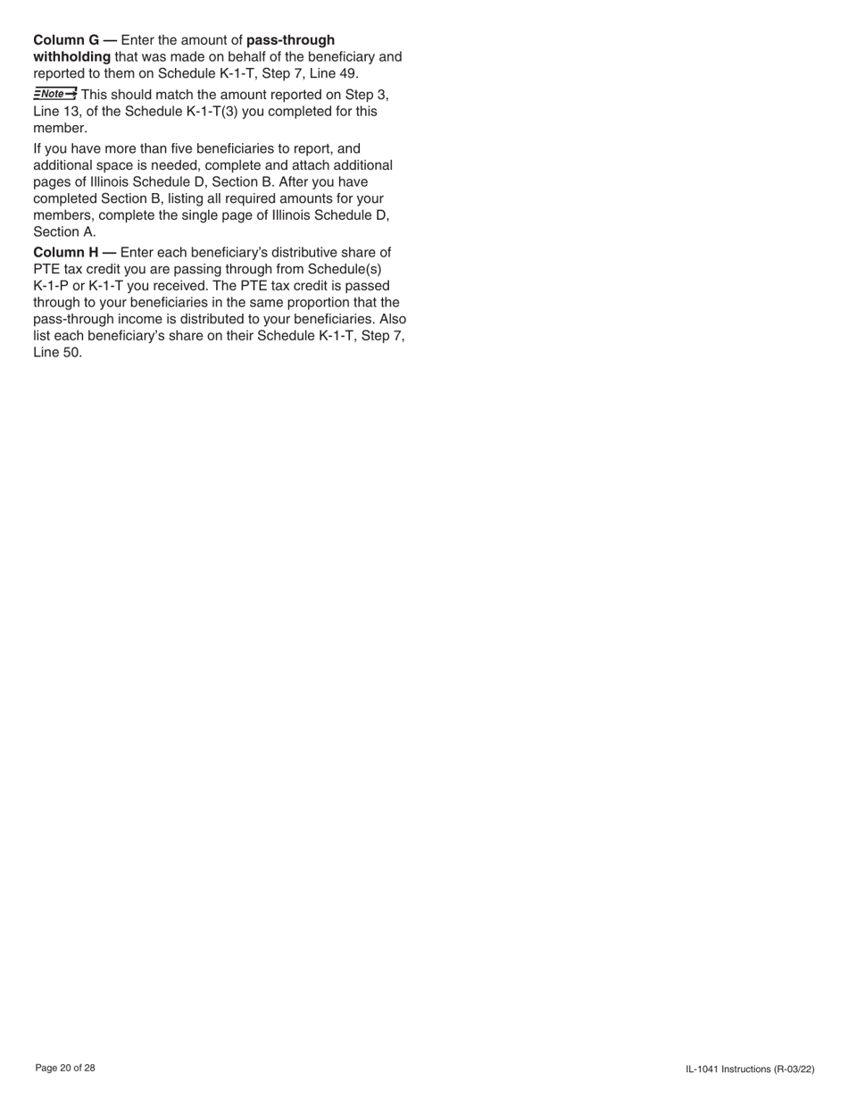 Instructions for Form IL-1041 Fiduciary Income and Replacement Tax Return - Illinois, Page 20