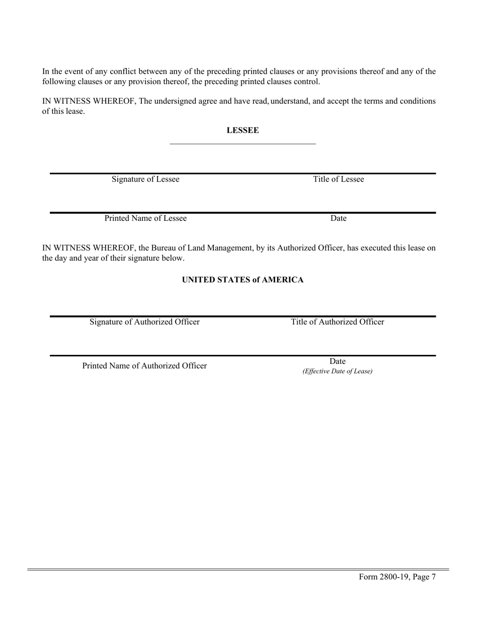 BLM Form 2800-19 Right-Of-Way Lease, Page 7