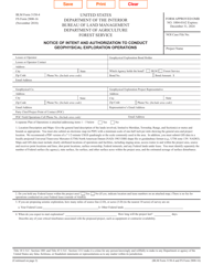 Document preview: BLM Form 3150-4 (FS Form 2800-16) Notice of Intent and Authorization to Conduct Geophysical Exploration Operations