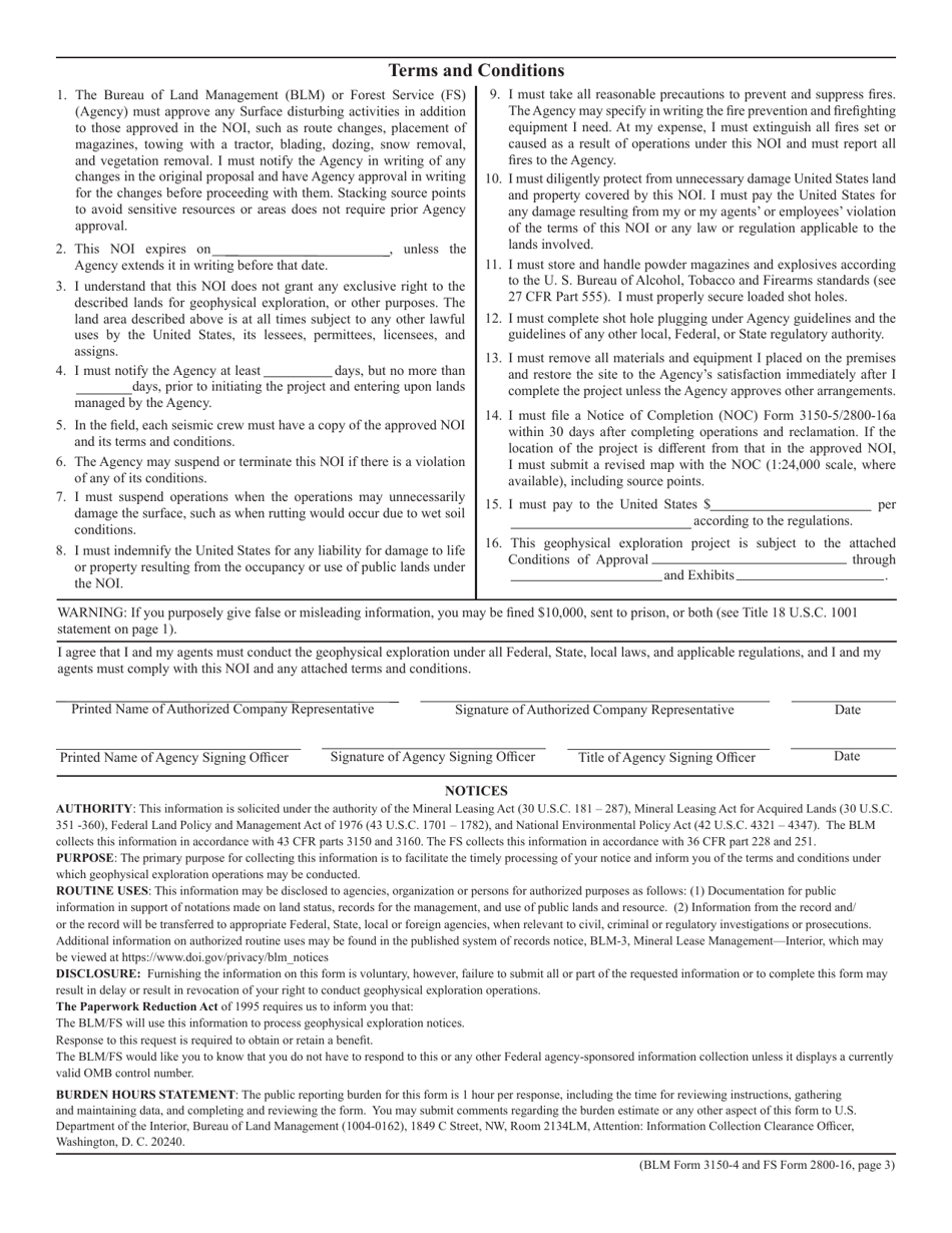 BLM Form 3150-4 (FS Form 2800-16) Download Fillable PDF or Fill Online ...