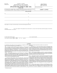 BLM Form 3440-1 Application and License to Mine Coal
