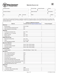 Form D7 PI0300 Materials Source List - Illinois