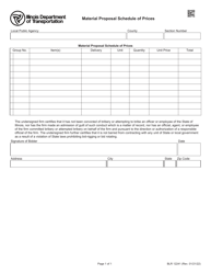 Form BLR12241 Material Proposal Schedule of Prices - Illinois