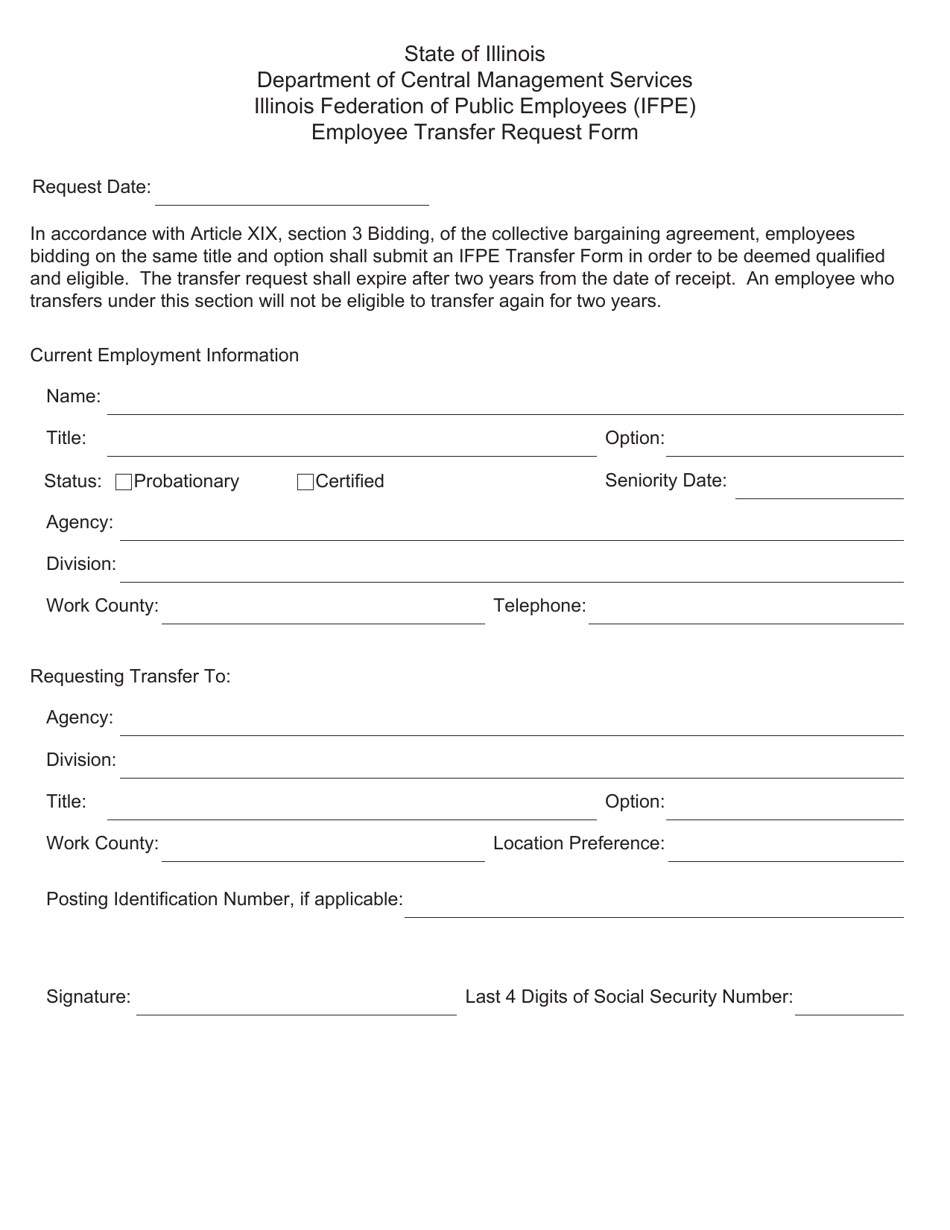 Illinois employee transfer request form illinois federation of public