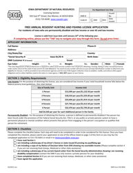 DNR Form 542-8056 Free Annual Resident Hunting and Fishing License Application - Iowa