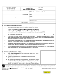 Document preview: Form 3F-P-312 Order for Pre-decree Relief - Hawaii