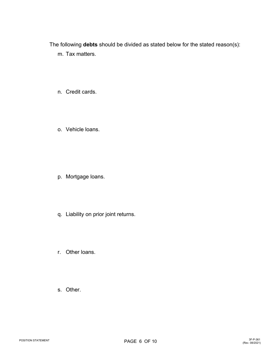 Form 3F-P-361 Plaintiffs / Defendants Position Statement - Hawaii, Page 6