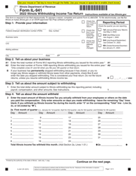 Form IL-941 Illinois Withholding Income Tax Return - Illinois