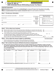 Document preview: Form IL-941-X Amended Illinois Withholding Income Tax Return - Illinois, 2022
