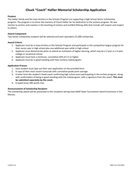Document preview: DNR Form 542-0824 Chuck "coach" Hallier Memorial Scholarship Application - Iowa
