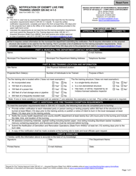 Document preview: State Form 54801 Notification of Exempt Live Fire Training Under 326 Iac 4-1-3 - Indiana