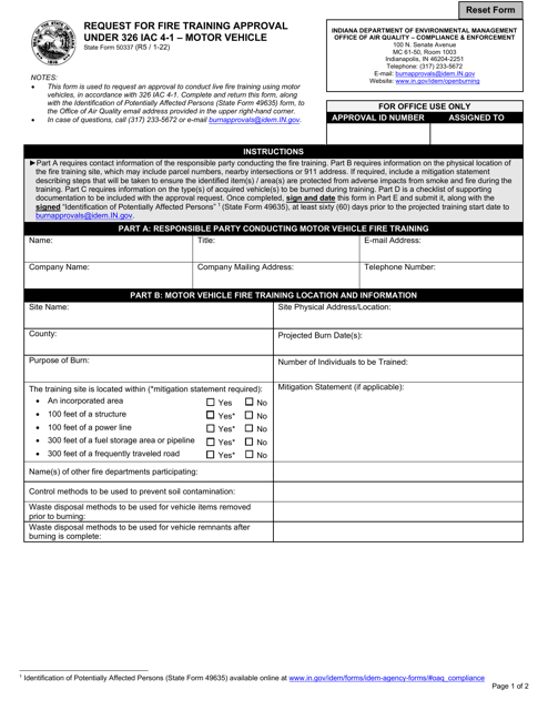 State Form 50337  Printable Pdf