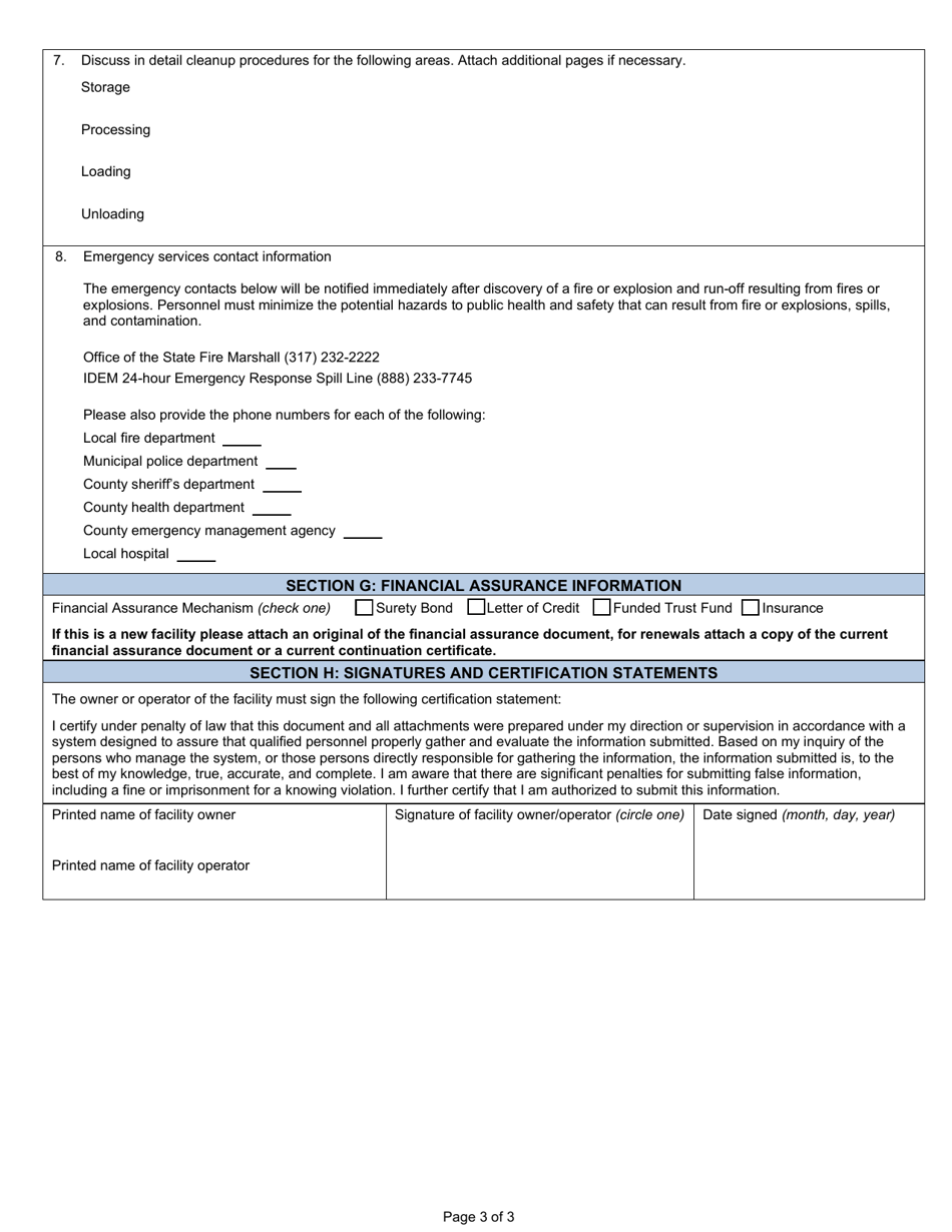 State Form 54138 Registration for Indiana Electronic Waste Storage and Processing Facility - Indiana, Page 3