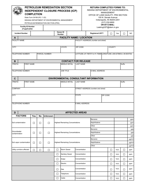 State Form 54166  Printable Pdf