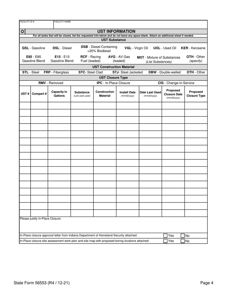 State Form 56553 Thirty (30) Day Notification of Intent to Close - Indiana, Page 4